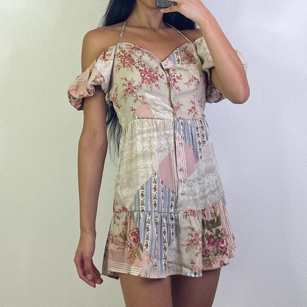 Beige Floral Dress